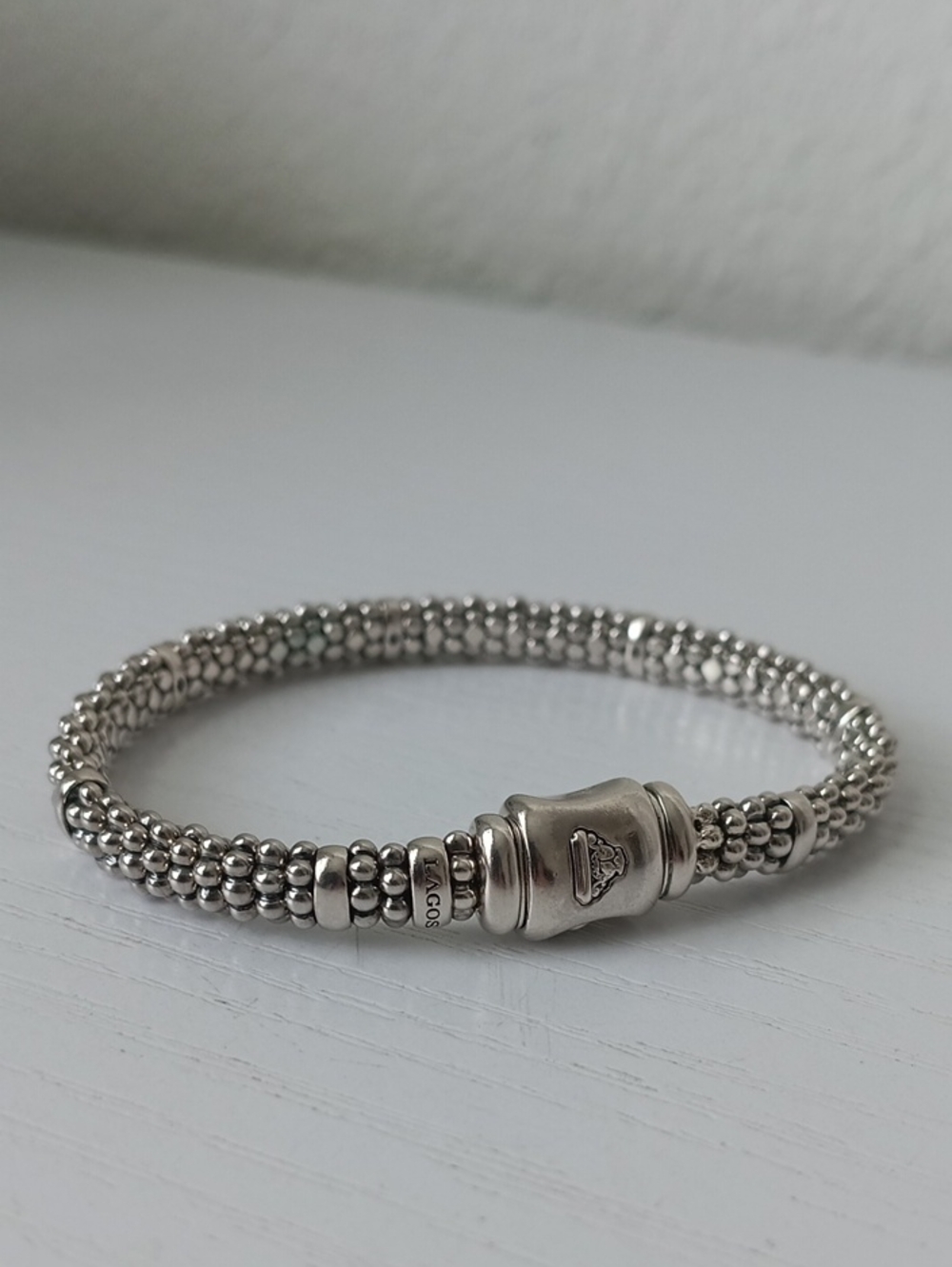 Lagos Caviar Rope Station Sterling Silver Bracelet 6mm - Picture 4 of 6